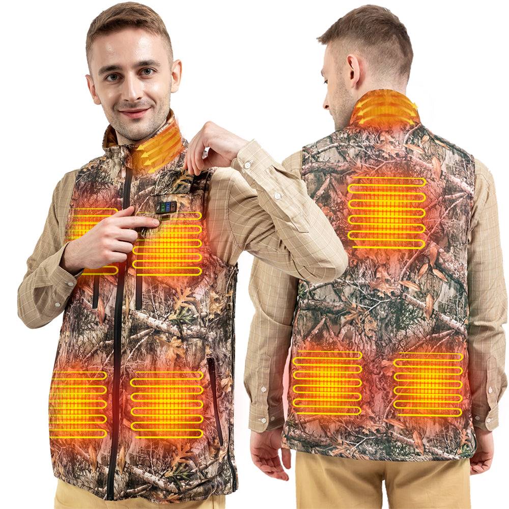 popluar camo heated vest for men with 8 heating panels & 5 temperature setting