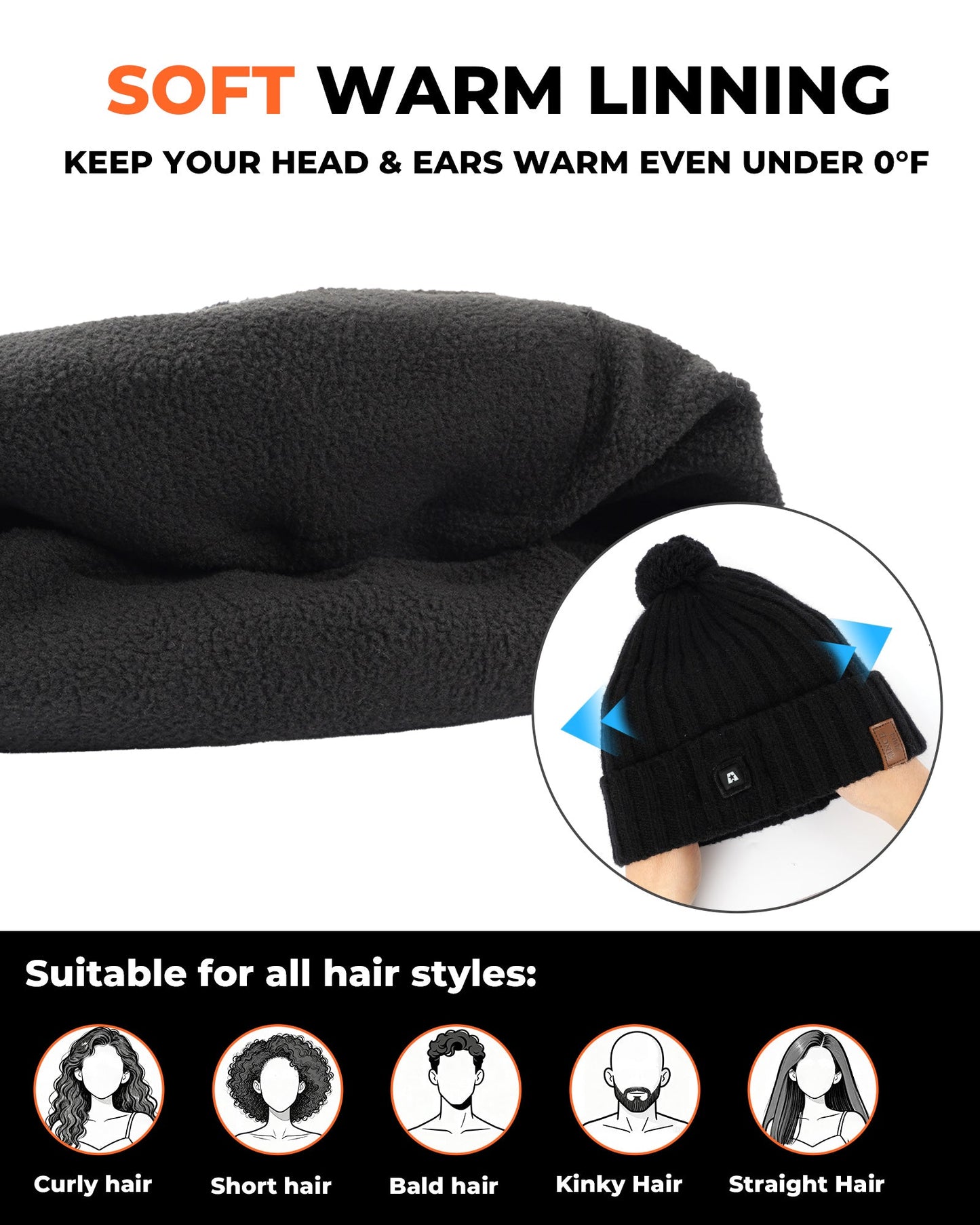 rechargeable heated beanie hat for women