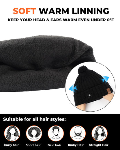rechargeable heated beanie hat for women