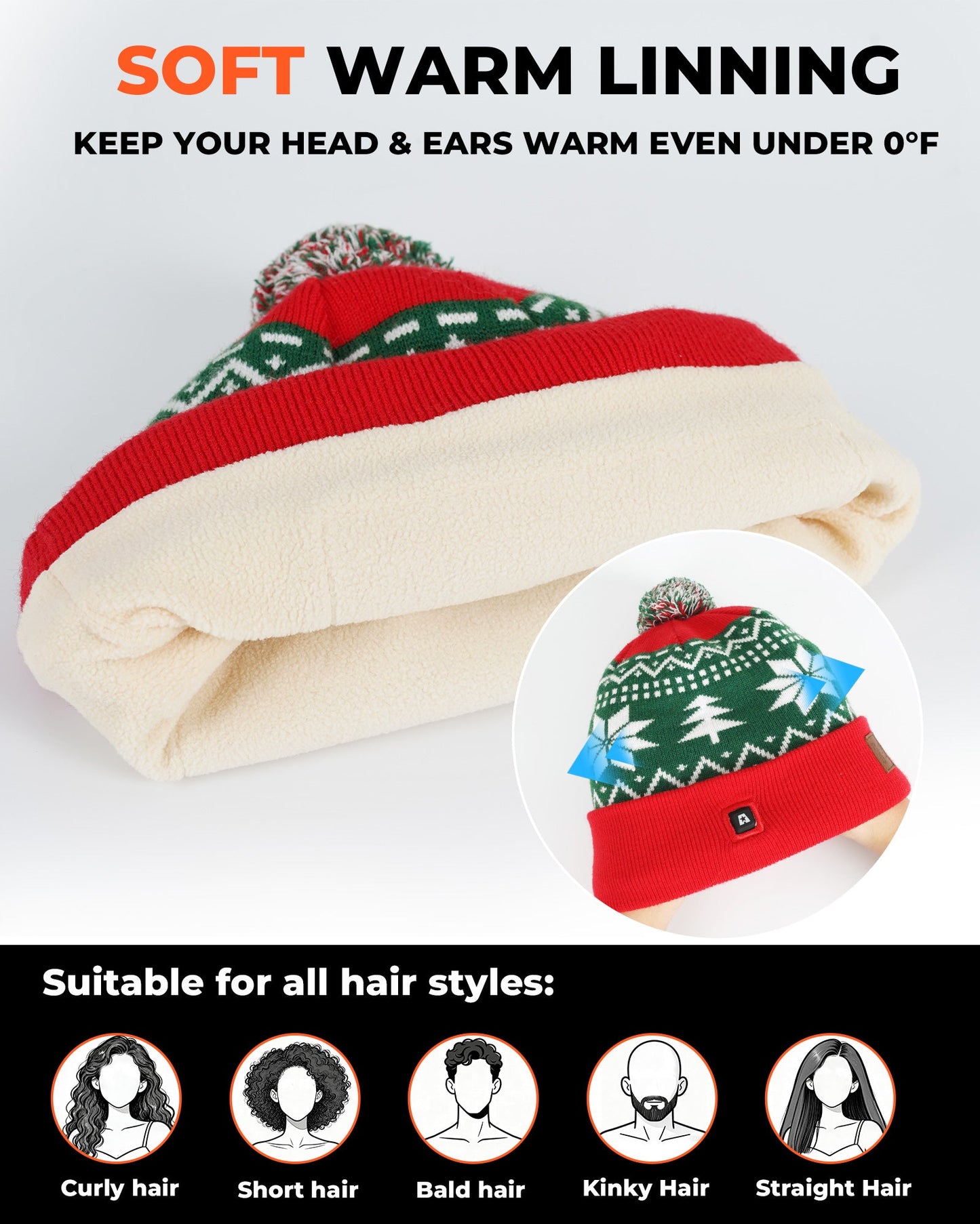 echargeable heated hat