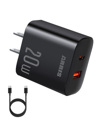 ARRIS 20W Fast USB C Charger for 2025 ARRIS Heated Vest 7.4V Battery 12V Battery, Dual Port USB Fast Wall Charger