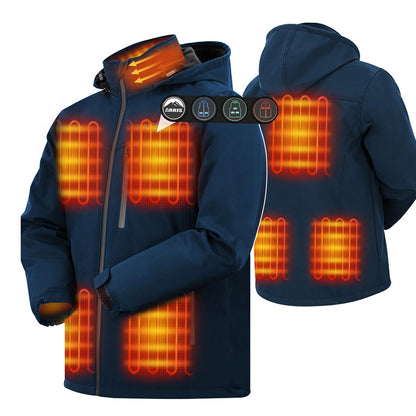 ARRIS Heated Jacket for Men, Electric Warm Heating Coat with 7.4V Rechargable Battery/8 Heating Areas/Phone Charging Port