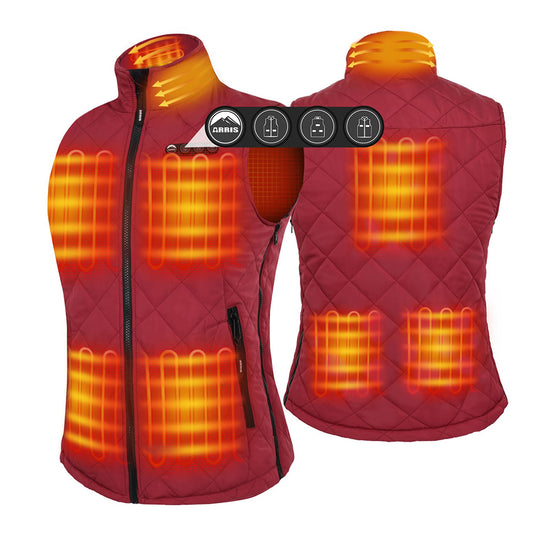ARRIS Heated Vest for Women, Size Adjustable 7.4V Electric Warm Vest 8 Heating Panels with Battery - RED