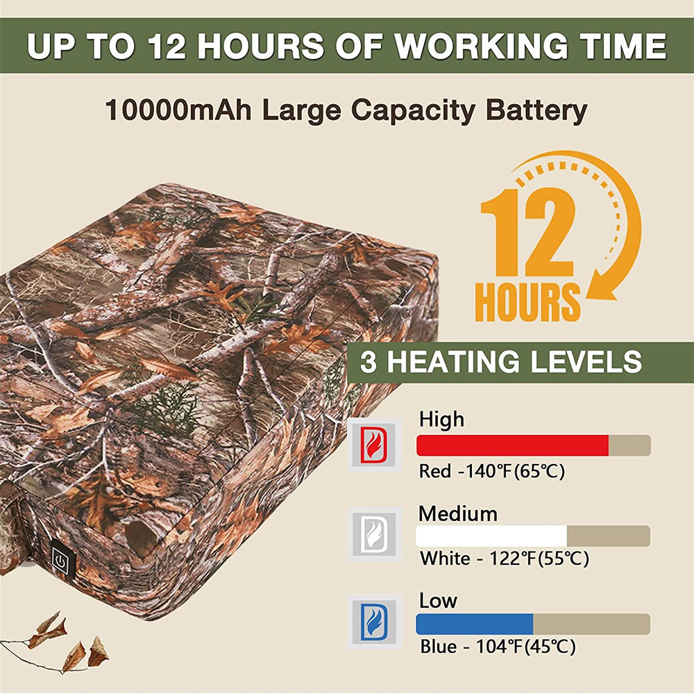 DUKUSEEK Heated Hunting Seat Cushion, Waterproof Hunting Cushion with Rechargeable Battery for Hunting Fishing Camping Sports Events Outdoor Activities