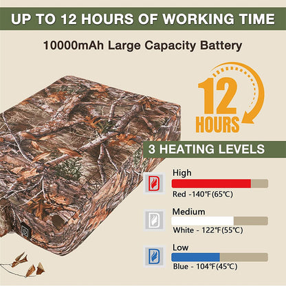 DUKUSEEK Heated Hunting Seat Cushion, Waterproof Hunting Cushion with Rechargeable Battery for Hunting Fishing Camping Sports Events Outdoor Activities