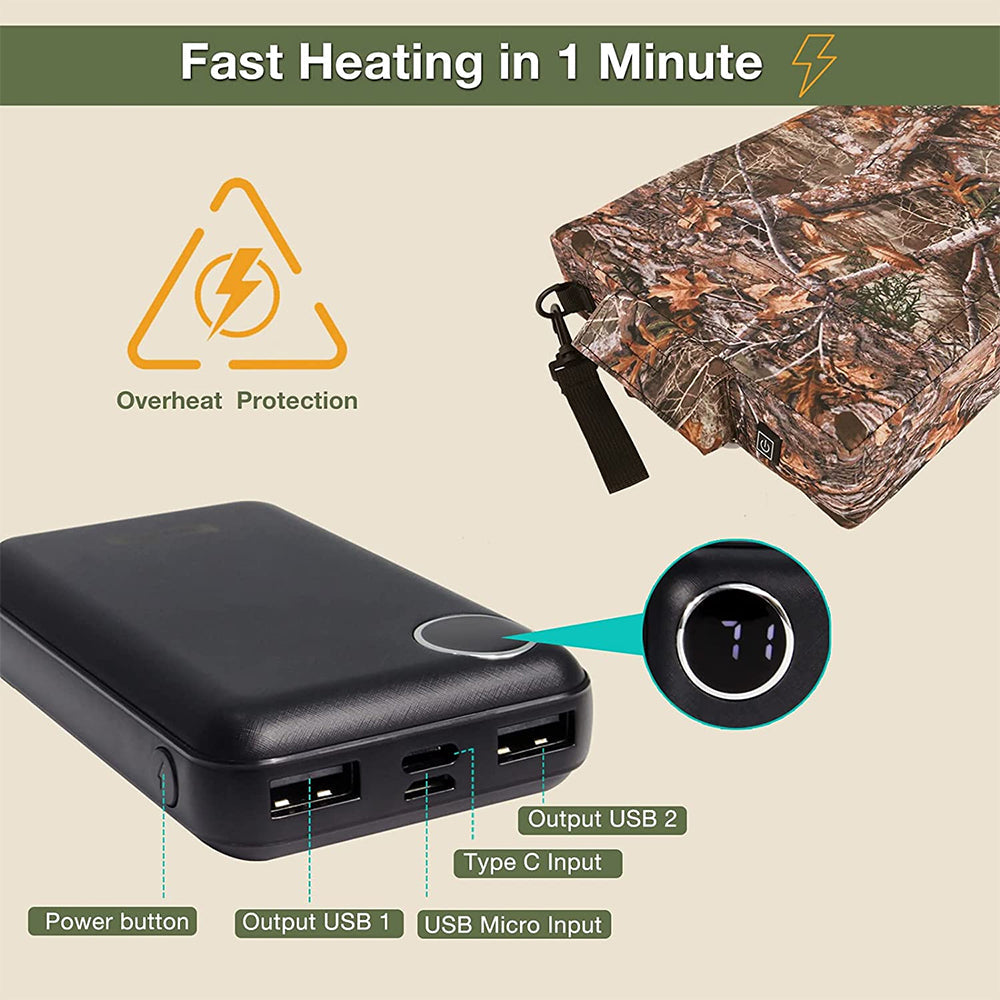 DUKUSEEK Heated Hunting Seat Cushion, Waterproof Hunting Cushion with Rechargeable Battery for Hunting Fishing Camping Sports Events Outdoor Activities