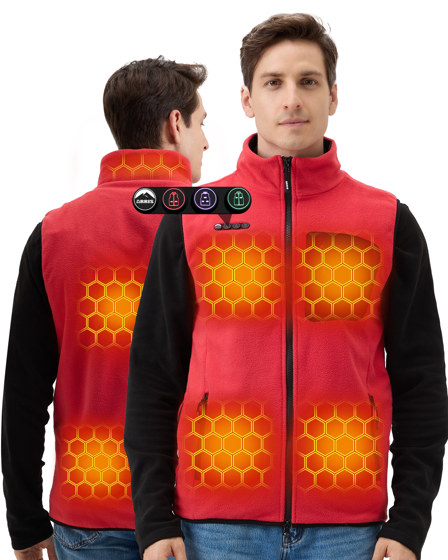 ARRIS Fleece Heated Vest with 12V Battery, Size Adjustable Heated Vest for Men Women
