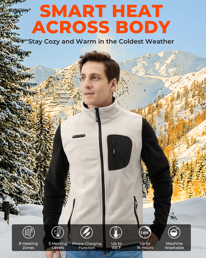 ARRIS Fleece Heated Vest with 12V Battery, Size Adjustable Heated Vest for Men Women