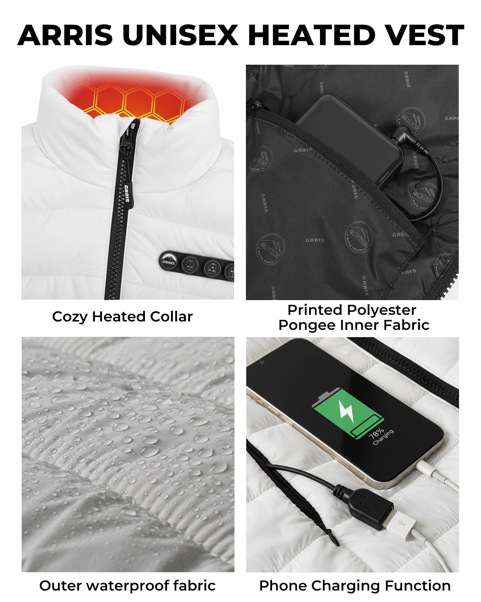 ARRIS 12V Heated vest for Women Size Adjustable