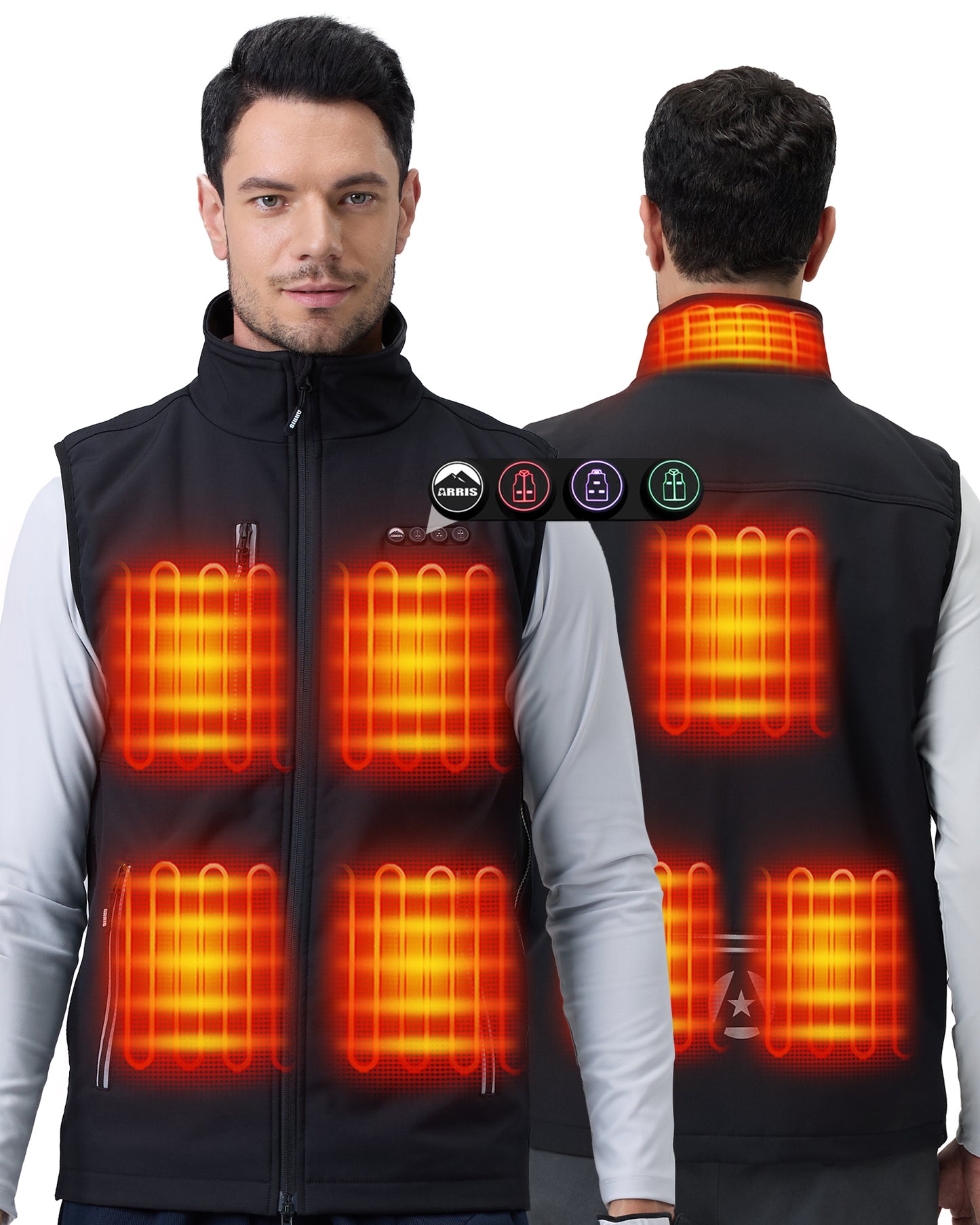 ARRIS Heated Vest for Golf 7.4V Electric Battery Powered Softshell Vest for Men