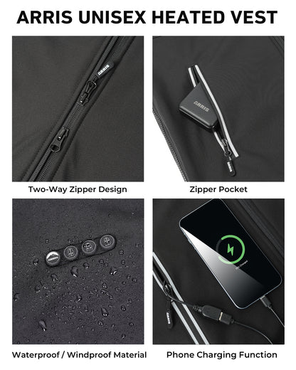 ARRIS Heated Vest for Golf 7.4V Electric Battery Powered Softshell Vest for Men