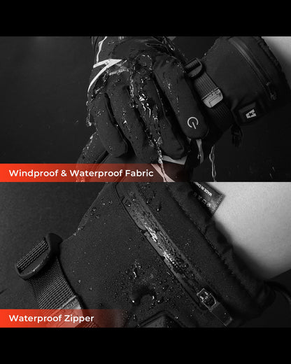 Waterproof batter heated gloves