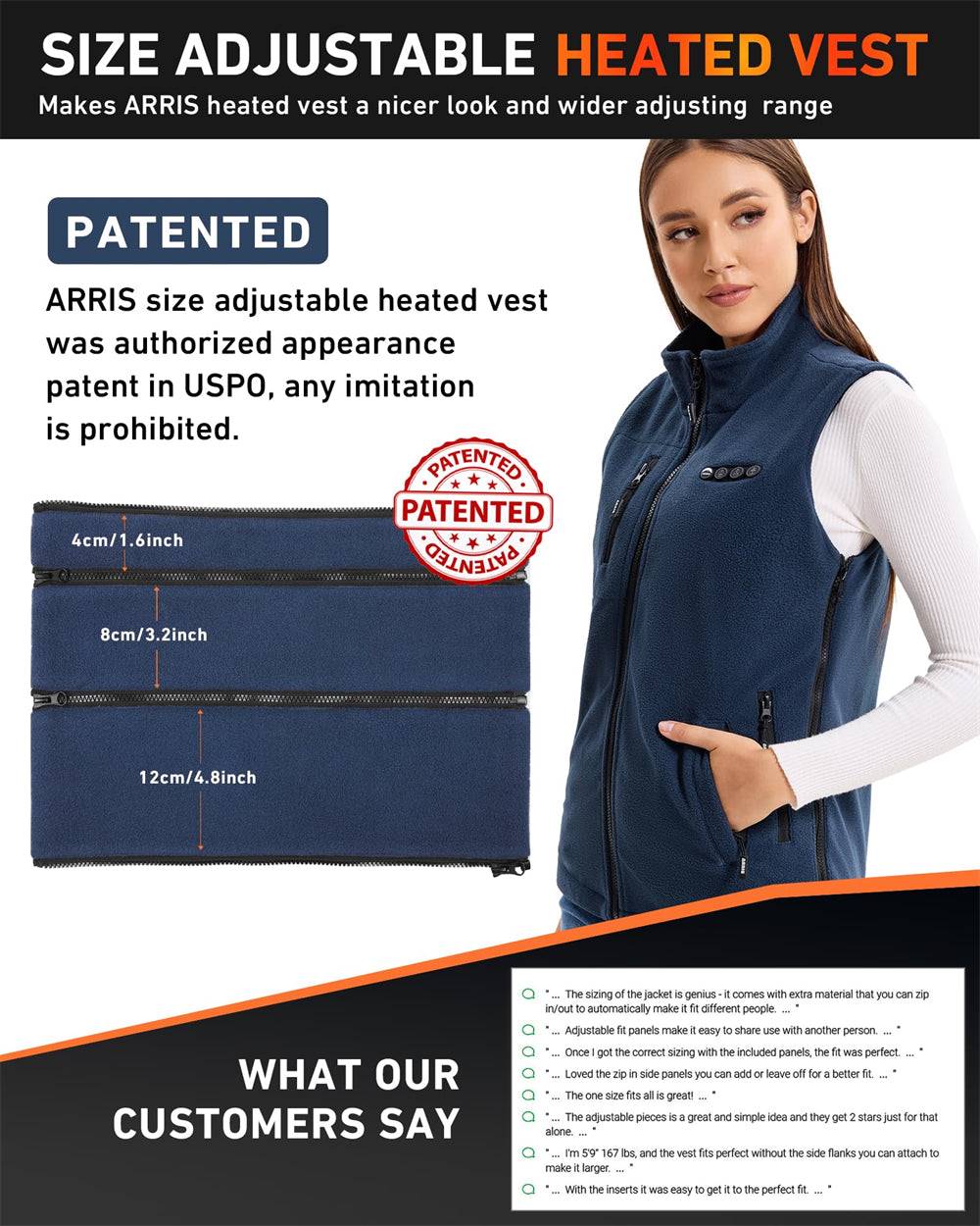 2024 New ARRIS Fleece Heated Vest For Women 7.4V Electric Warm Vest With 7500mah Battery Pack Size Adjustable