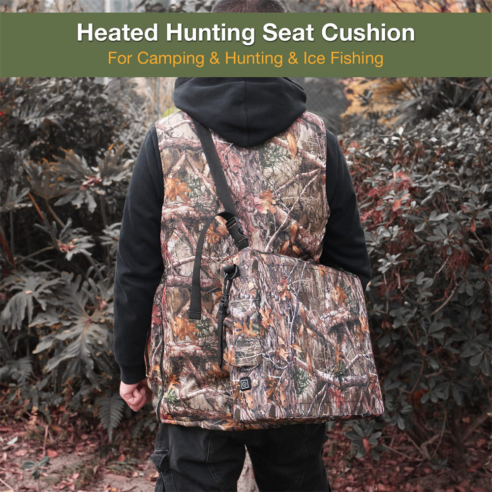 DUKUSEEK Heated Hunting Seat Cushion, Waterproof Hunting Cushion with Rechargeable Battery for Hunting Fishing Camping Sports Events Outdoor Activities