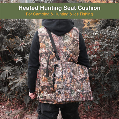 DUKUSEEK Heated Hunting Seat Cushion, Waterproof Hunting Cushion with Rechargeable Battery for Hunting Fishing Camping Sports Events Outdoor Activities