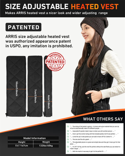 ARRIS Heated Vest for Women, Size Adjustable 7.4V Electric Warm Vest 8 Heating Panels with Battery - RED
