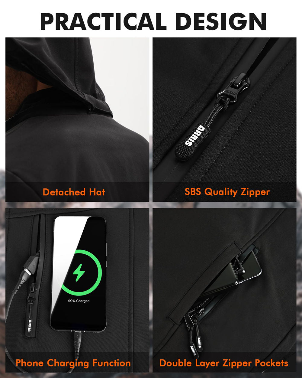 Arris Heated Jacket for Women, Electric Warm Heating Coat with 7.4V Rechargeable Battery
