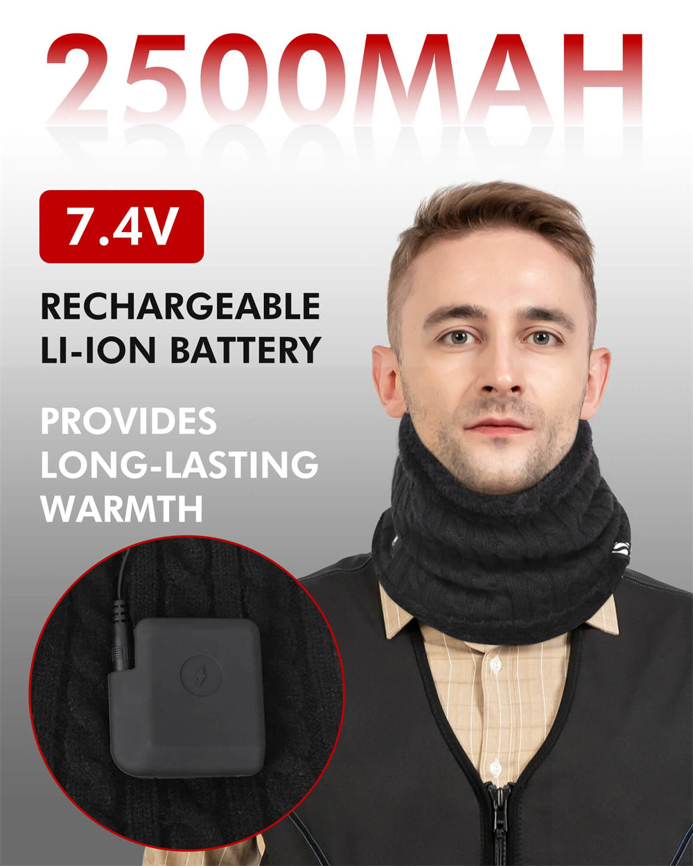 DUKUSEEK Rechargeable Heated Winter Neck Warmer for Men Women Neck Gai