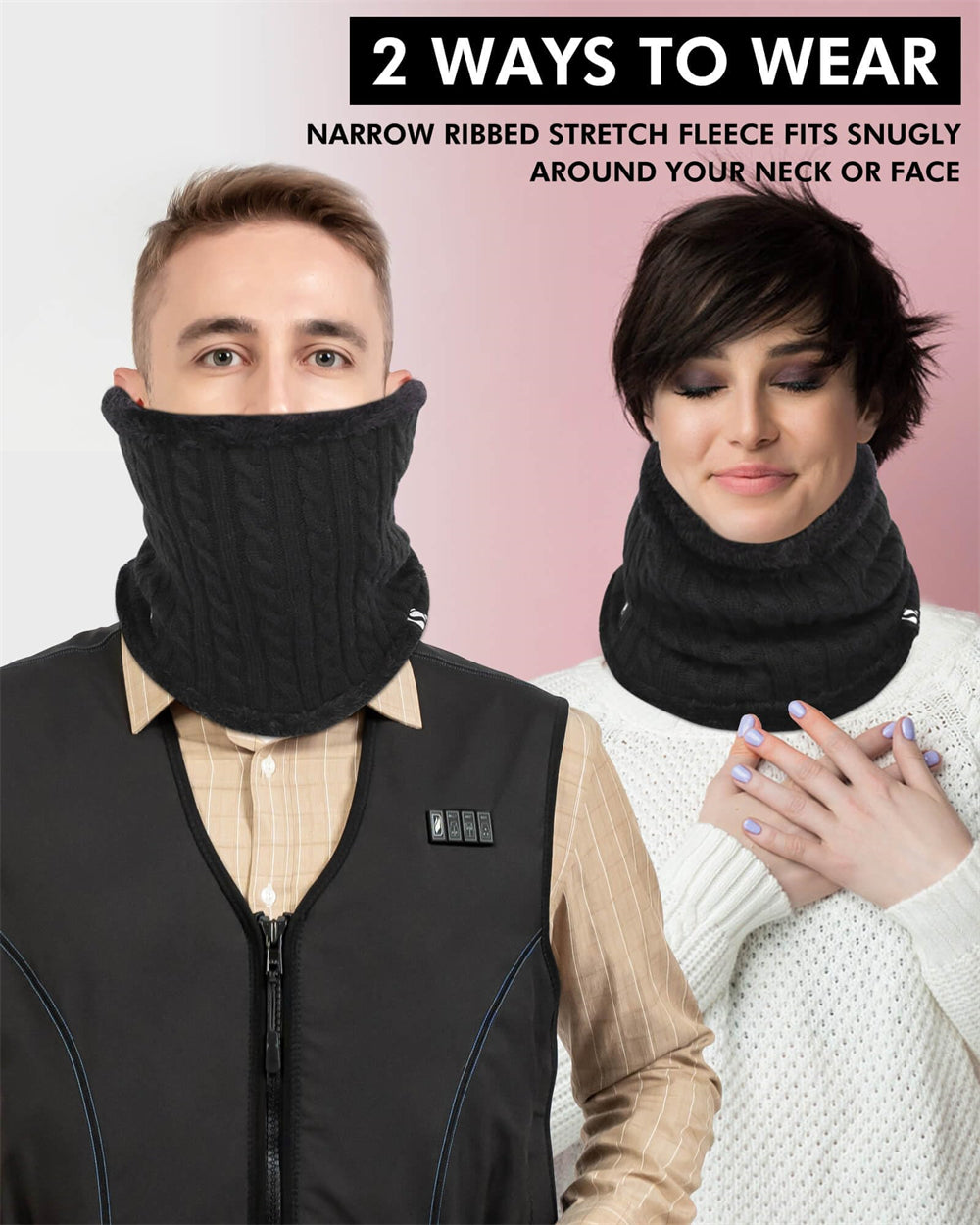 DUKUSEEK Rechargeable Heated Winter Neck Warmer for Men Women Neck Gai