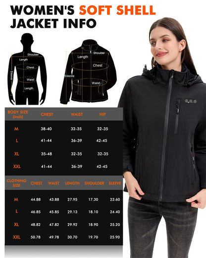 Arris Heated Jacket for Women, Electric Warm Heating Coat with 7.4V Rechargeable Battery