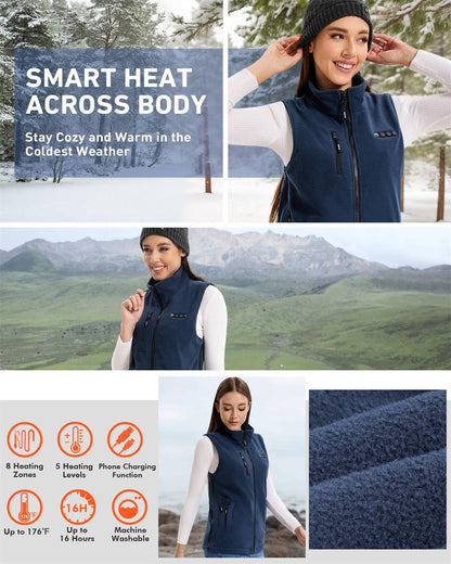 2024 New ARRIS Fleece Heated Vest For Women 7.4V Electric Warm Vest With 7500mah Battery Pack Size Adjustable