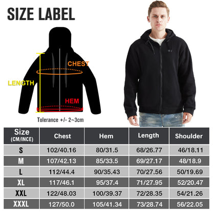 Electric Heated Hoodie for Men 5 Heating Panels & 3 Temp Settings(NO Battery）