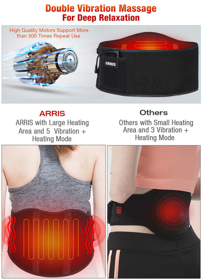 ARRIS 7.4V Battery Heating Massage Back Belt Wrap with Vibration Massager