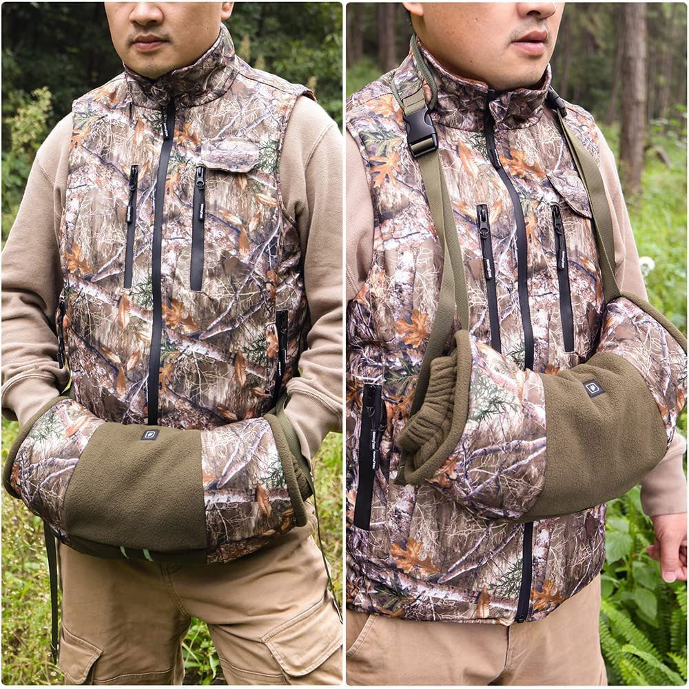 DUKUSEEK Heated Hand Muff for Hunting, Electric Hand Warmer Hunting Pouch with Rechargeable Battery for Winter Outdoor Hunting